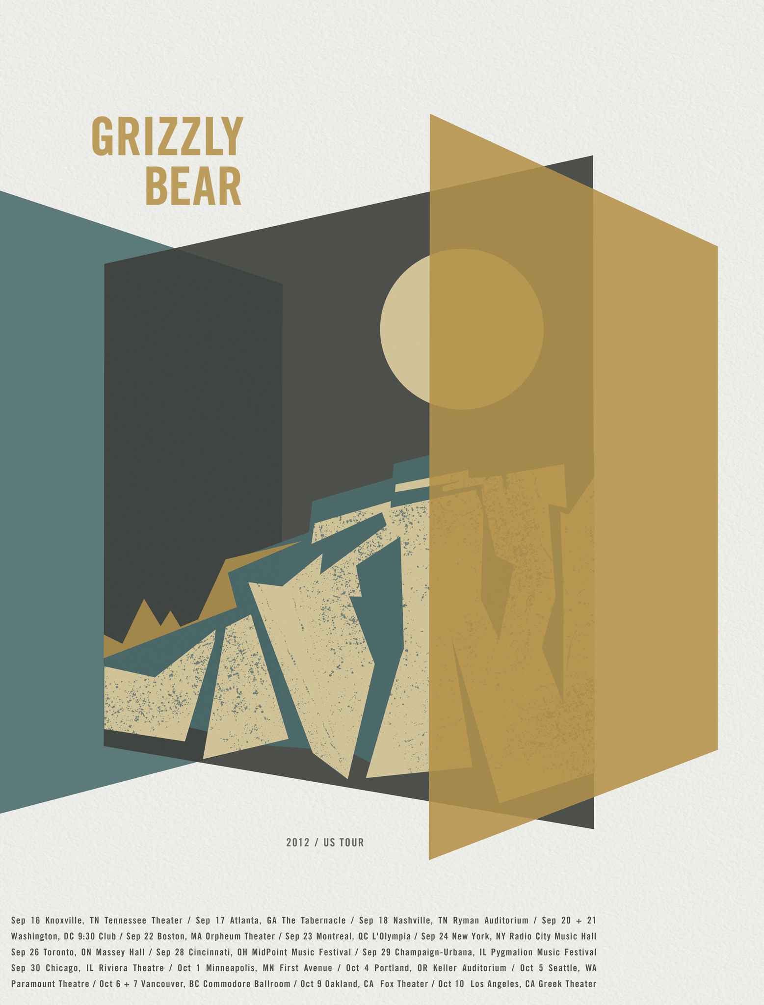 GRIZZLY BEAR 2012 US Tour Poster